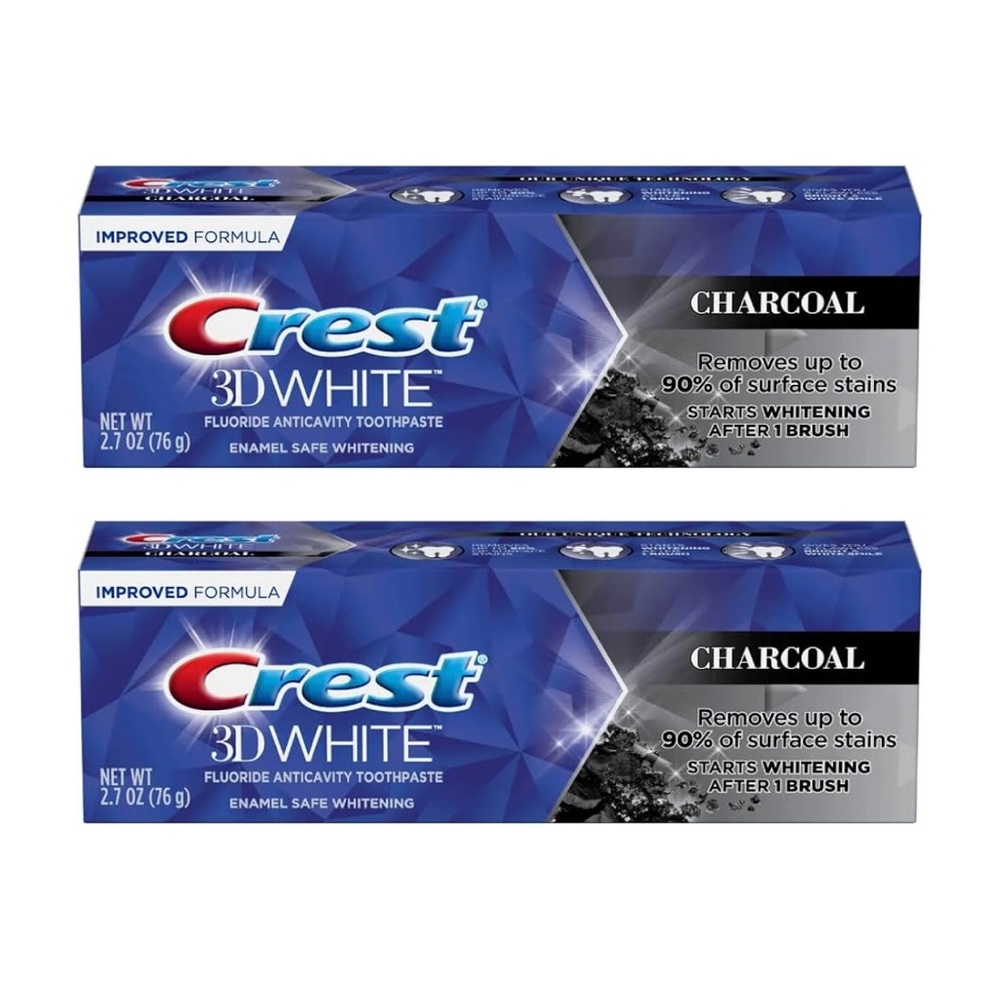 2 Crest 3D White Charcoal Teeth Whitening Toothpaste 2.7 oz